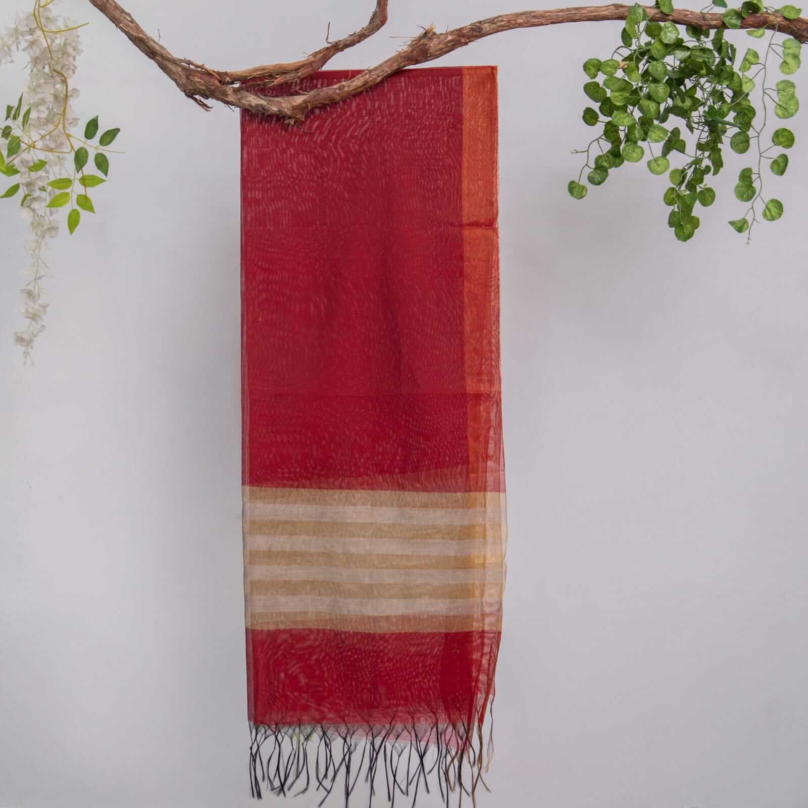 Khaddi Woven Red All Sided Border Dupatta