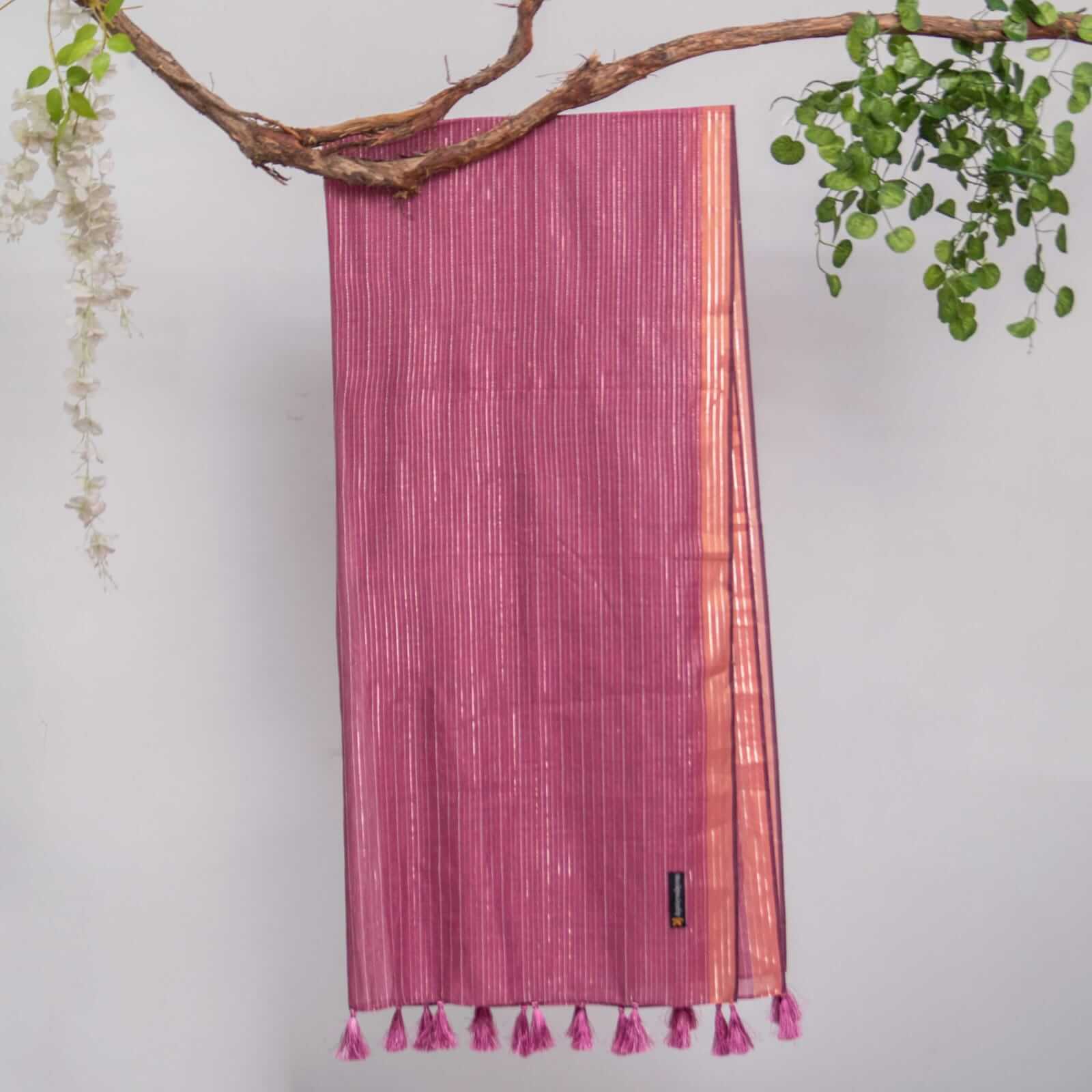 Cotton Mulberry All Sided Border with Tussle Dupatta