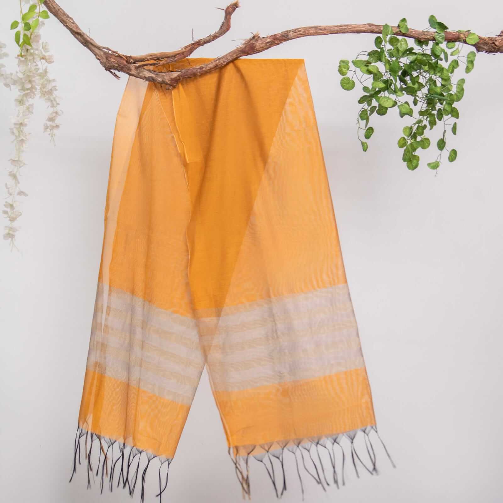 Khaddi Woven Orange Two Sided Border Dupatta