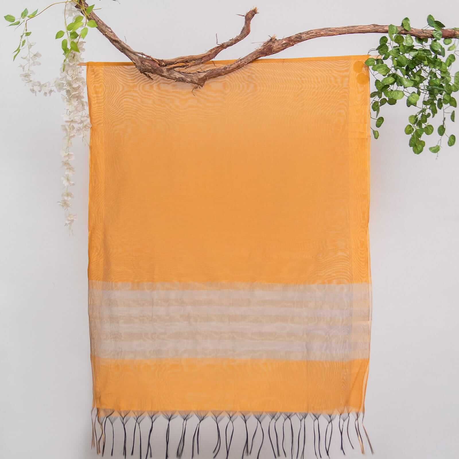 Khaddi Woven Orange Two Sided Border Dupatta