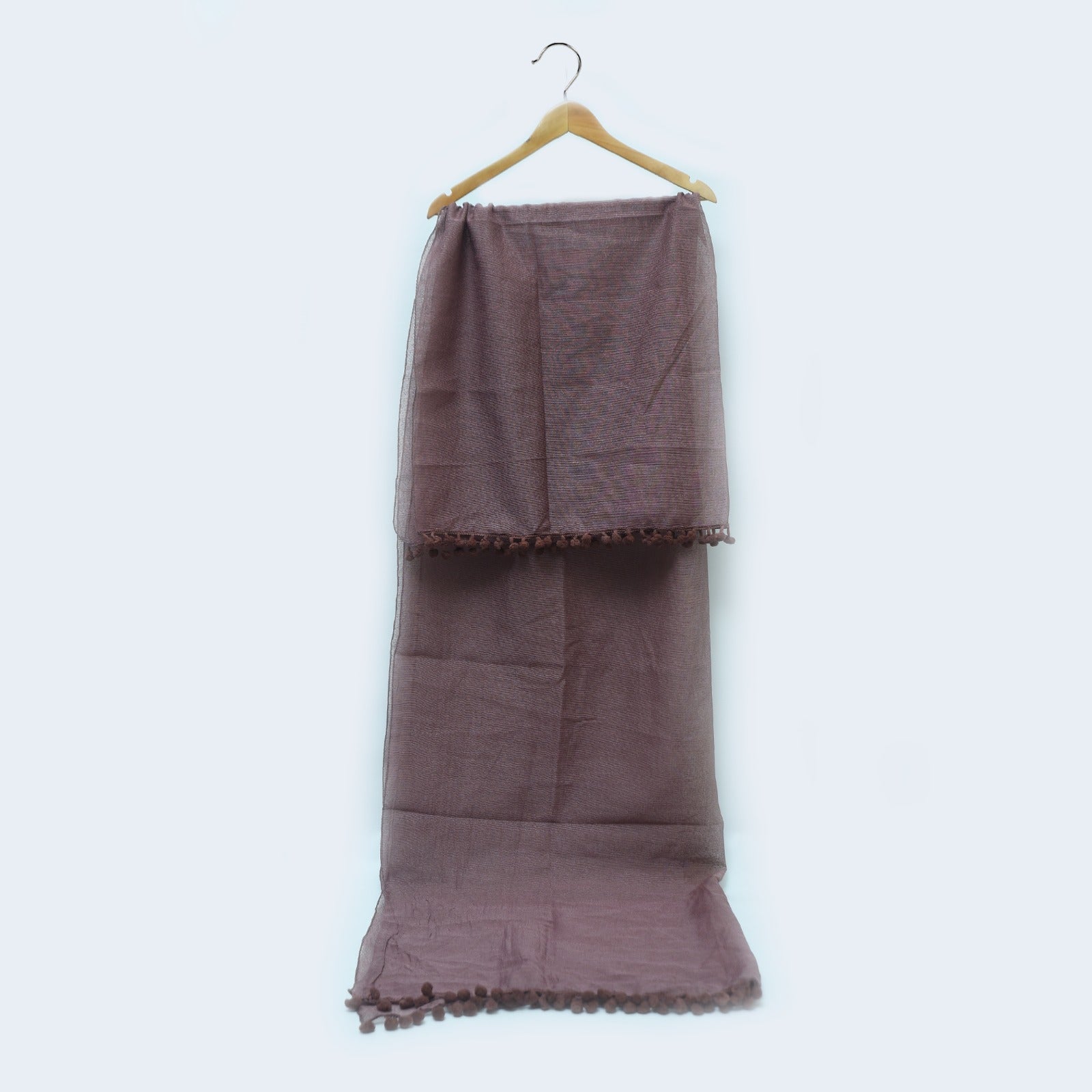 Khaddi Woven Two Sided Lace Chocolate Brown Dupatta