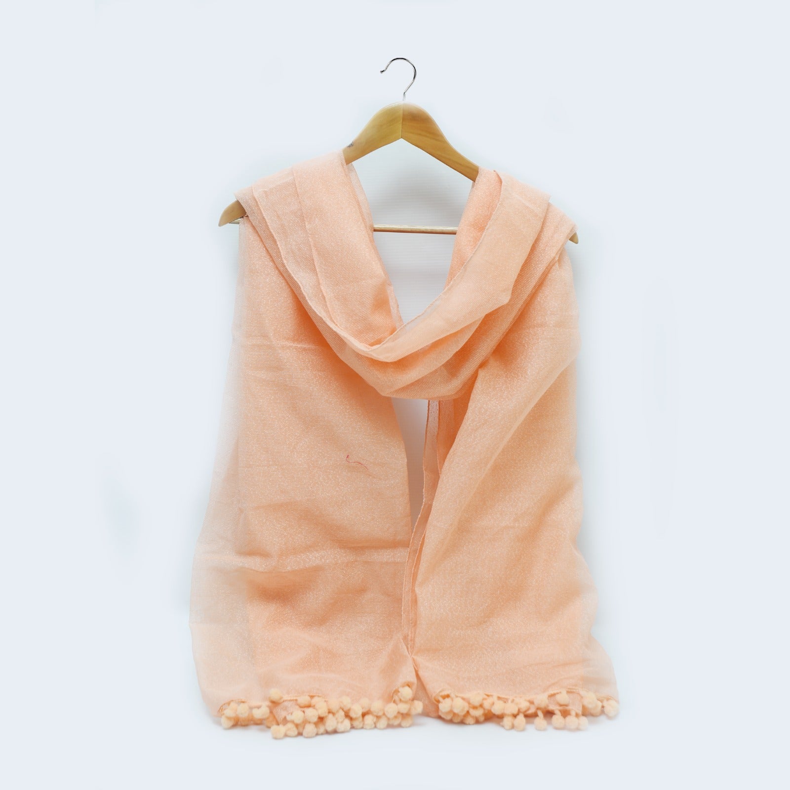 Khaddi Woven Two Sided Lace Peach Dupatta