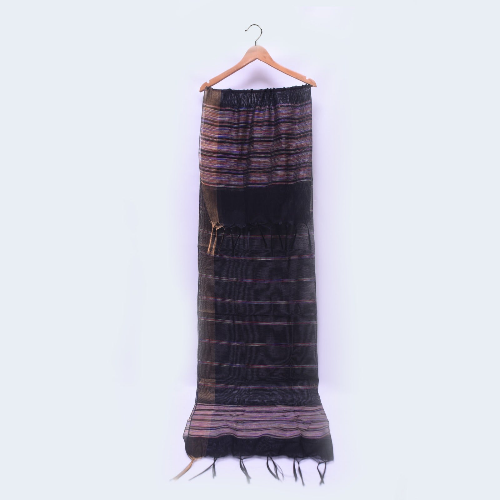 Khaddi Woven Black All Sided Multi Border Dupatta