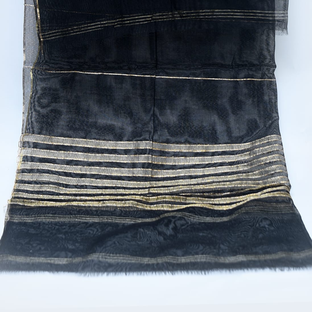 Khaddi Woven Black Dupatta with Two Sided Border