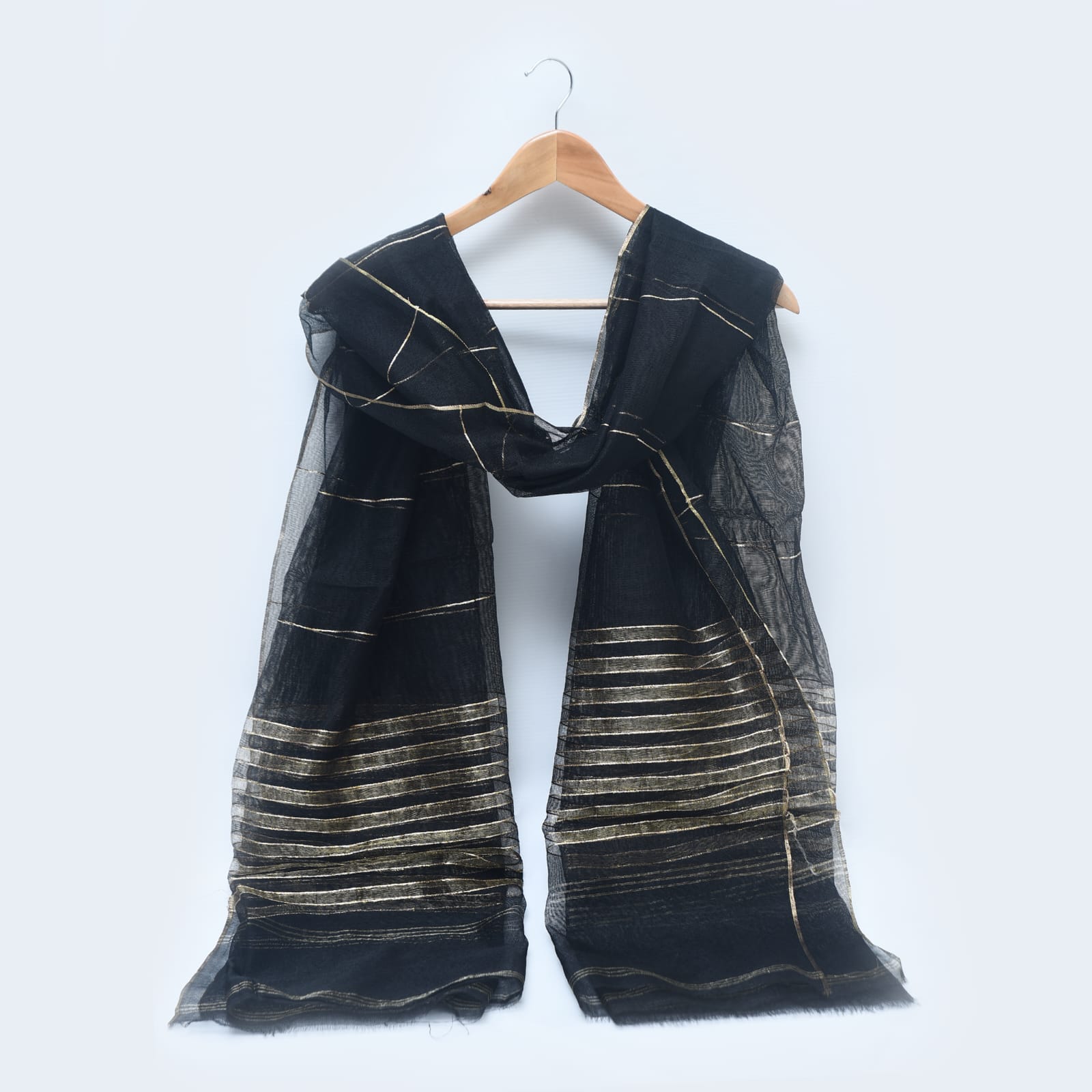 Khaddi Woven Black Dupatta with Two Sided Border