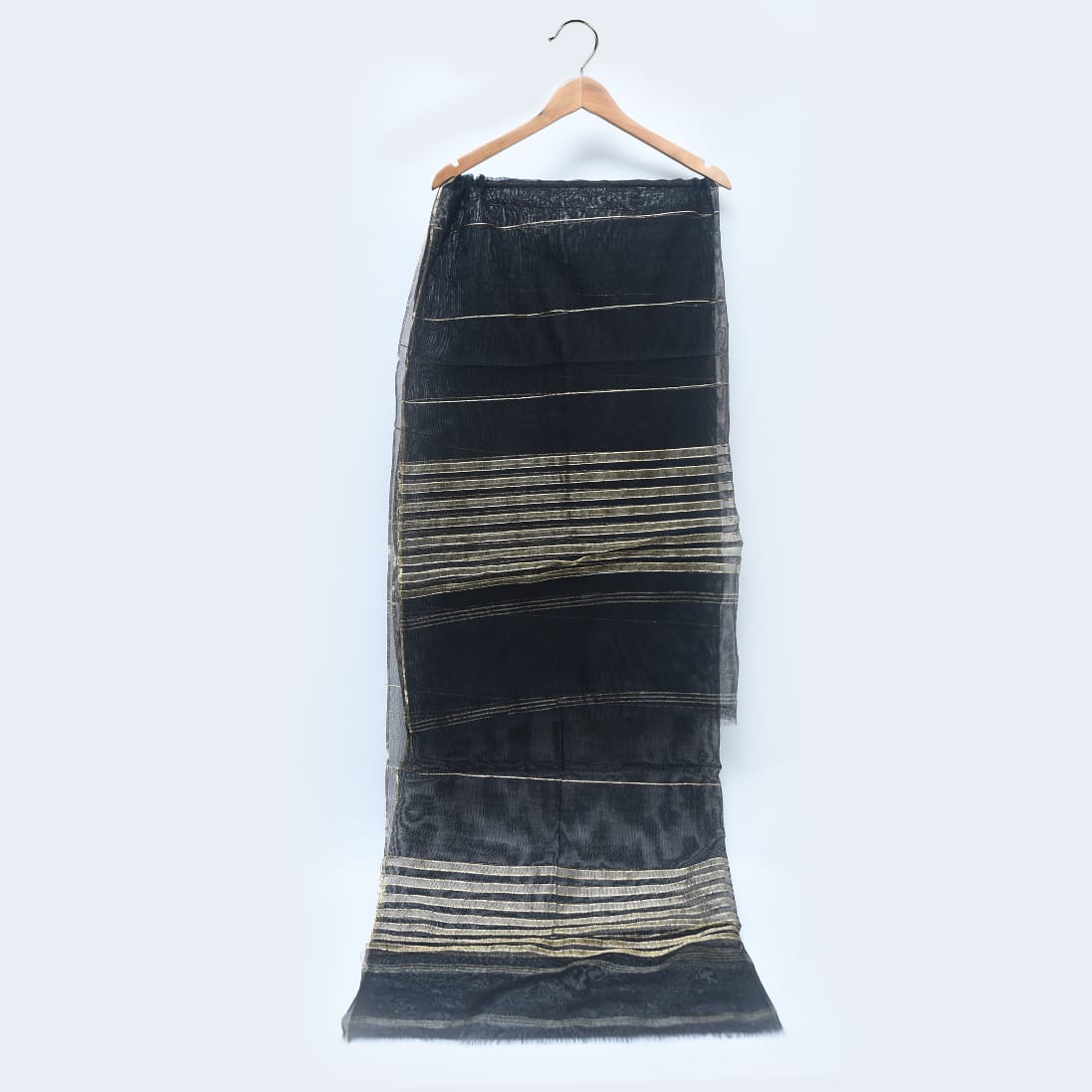 Khaddi Woven Black Dupatta with Two Sided Border