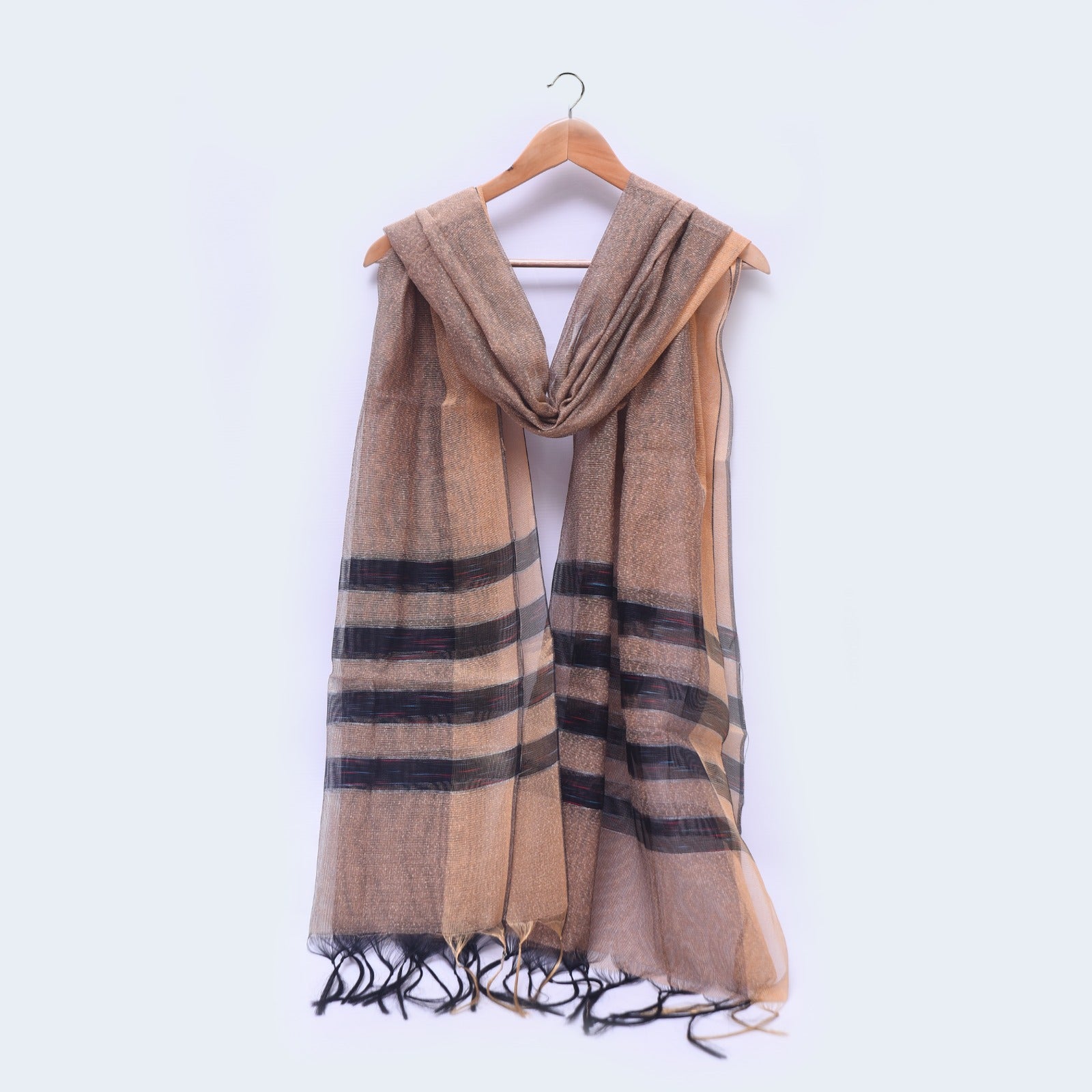 Khaddi Woven Brownn Black All Sided Border Dupatta