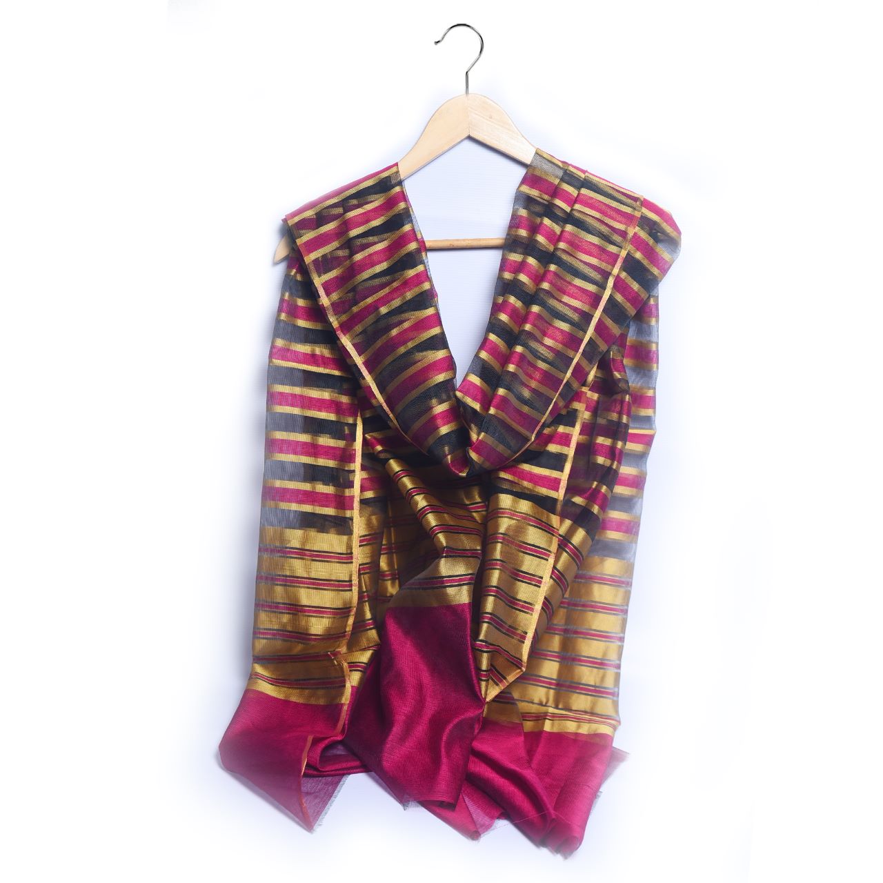Khaddi Woven Pinkish Mehroon Zeebra style Dupatta