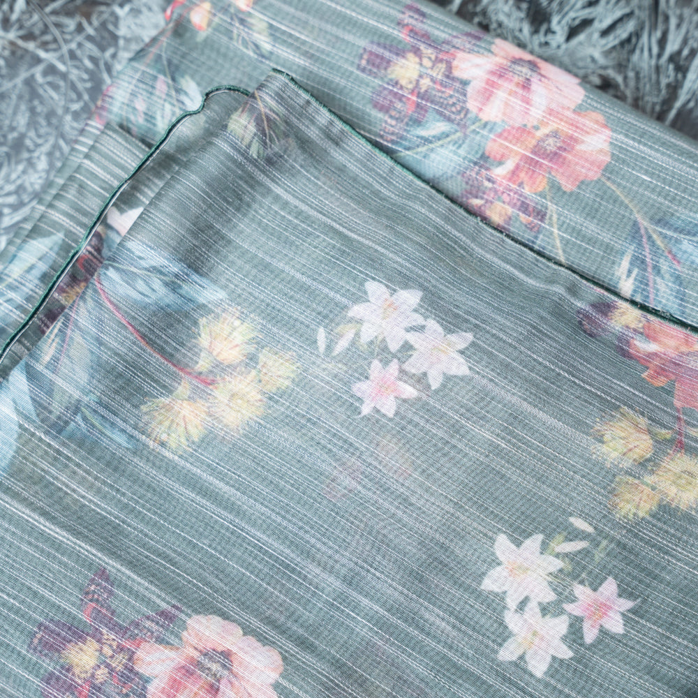 Dark Green Monark Dupatta with Soft Floral Print DUPPATTY WALAY