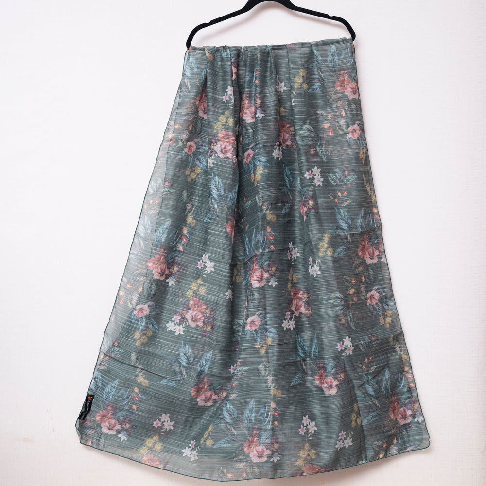 Dark Green Monark Dupatta with Soft Floral Print DUPPATTY WALAY
