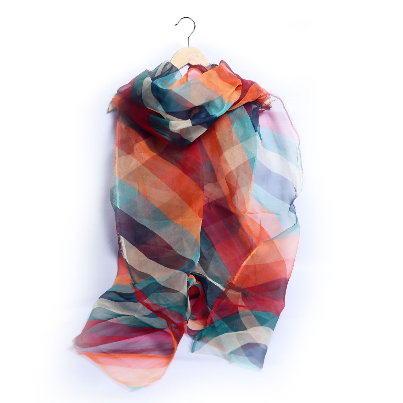 Multi Color Striped Organza Dupatta