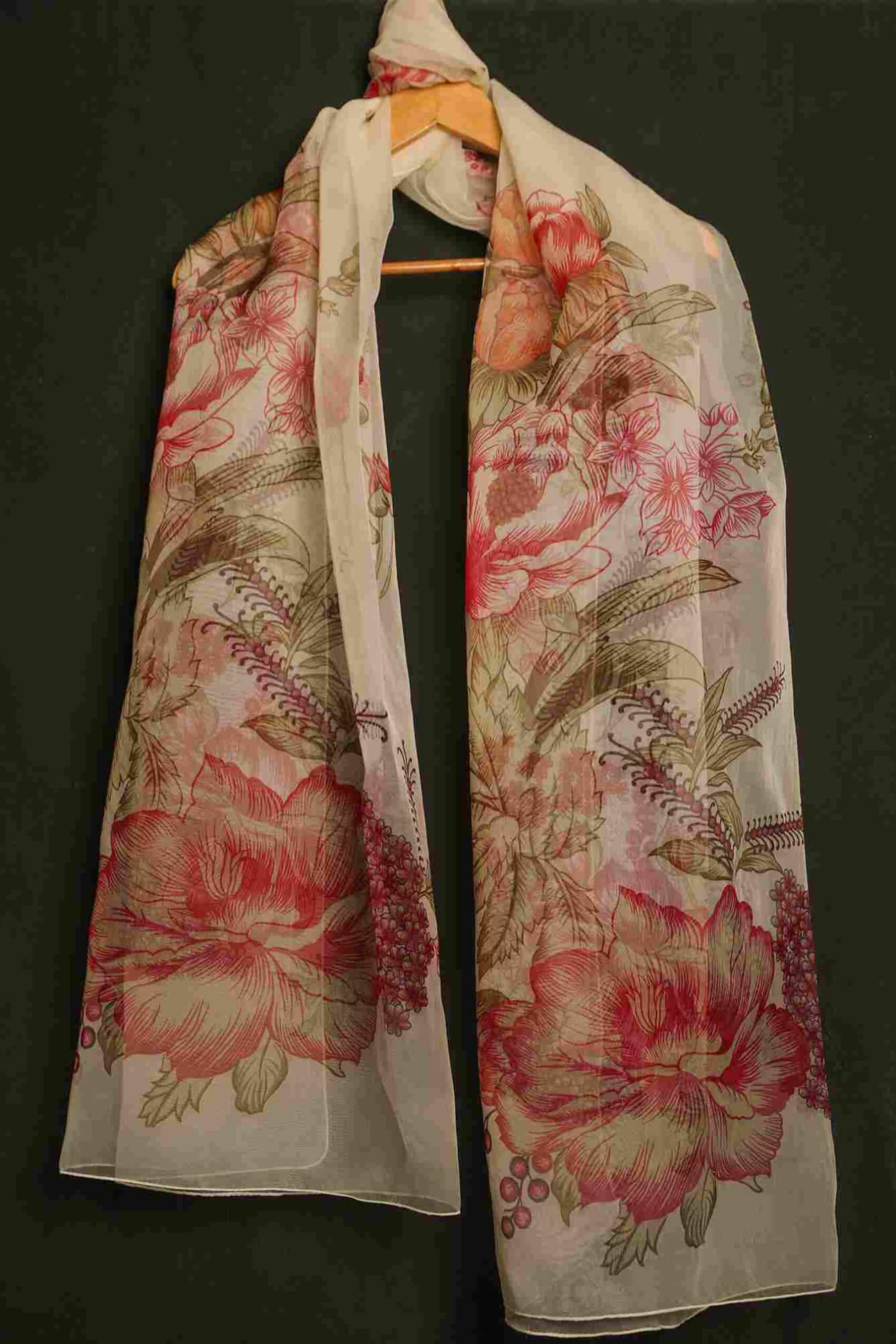 Organza Skin Floral Printed Dupatta