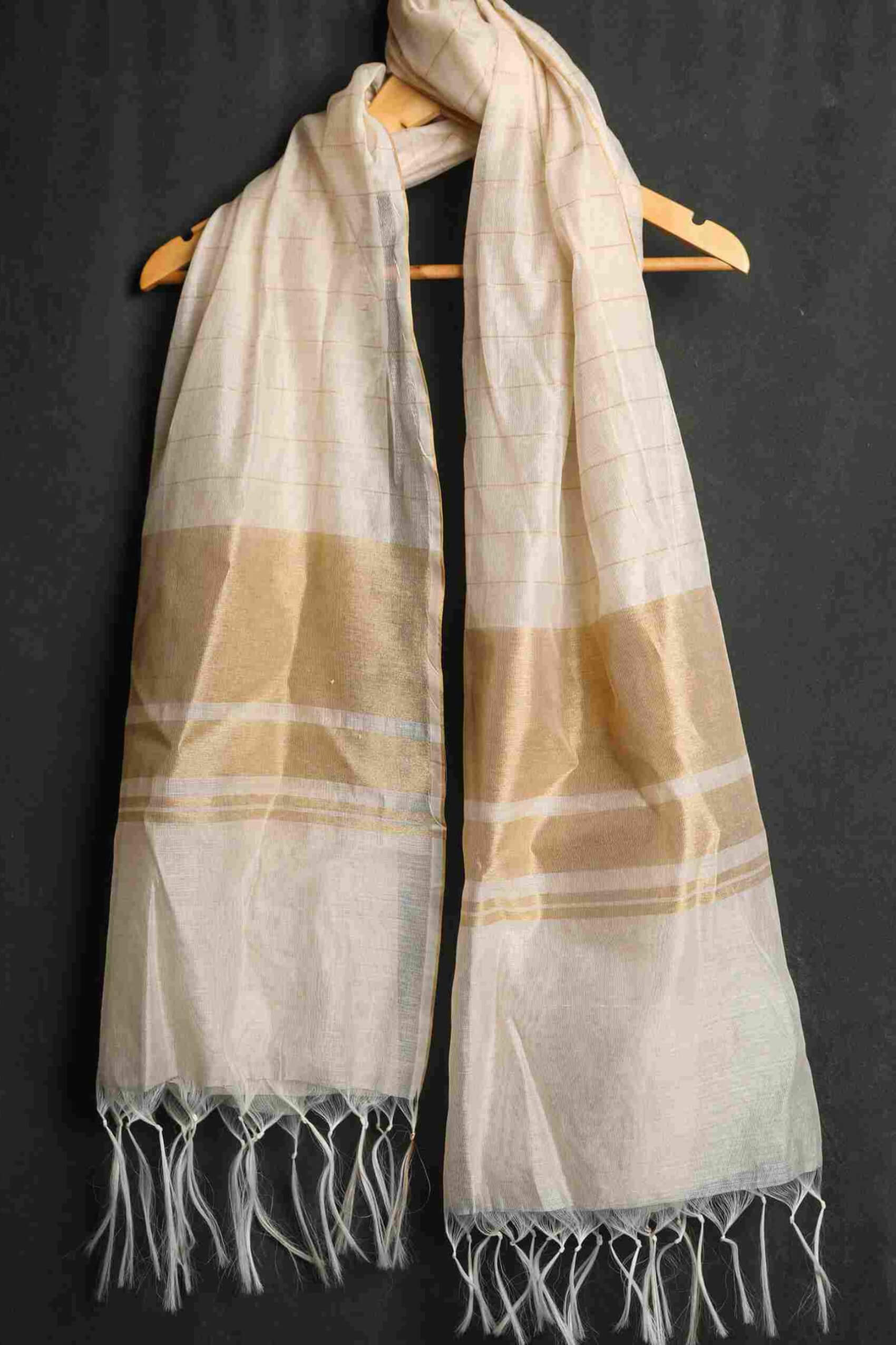 Khaddi Woven Light Skin Two Sided Border Dupatta