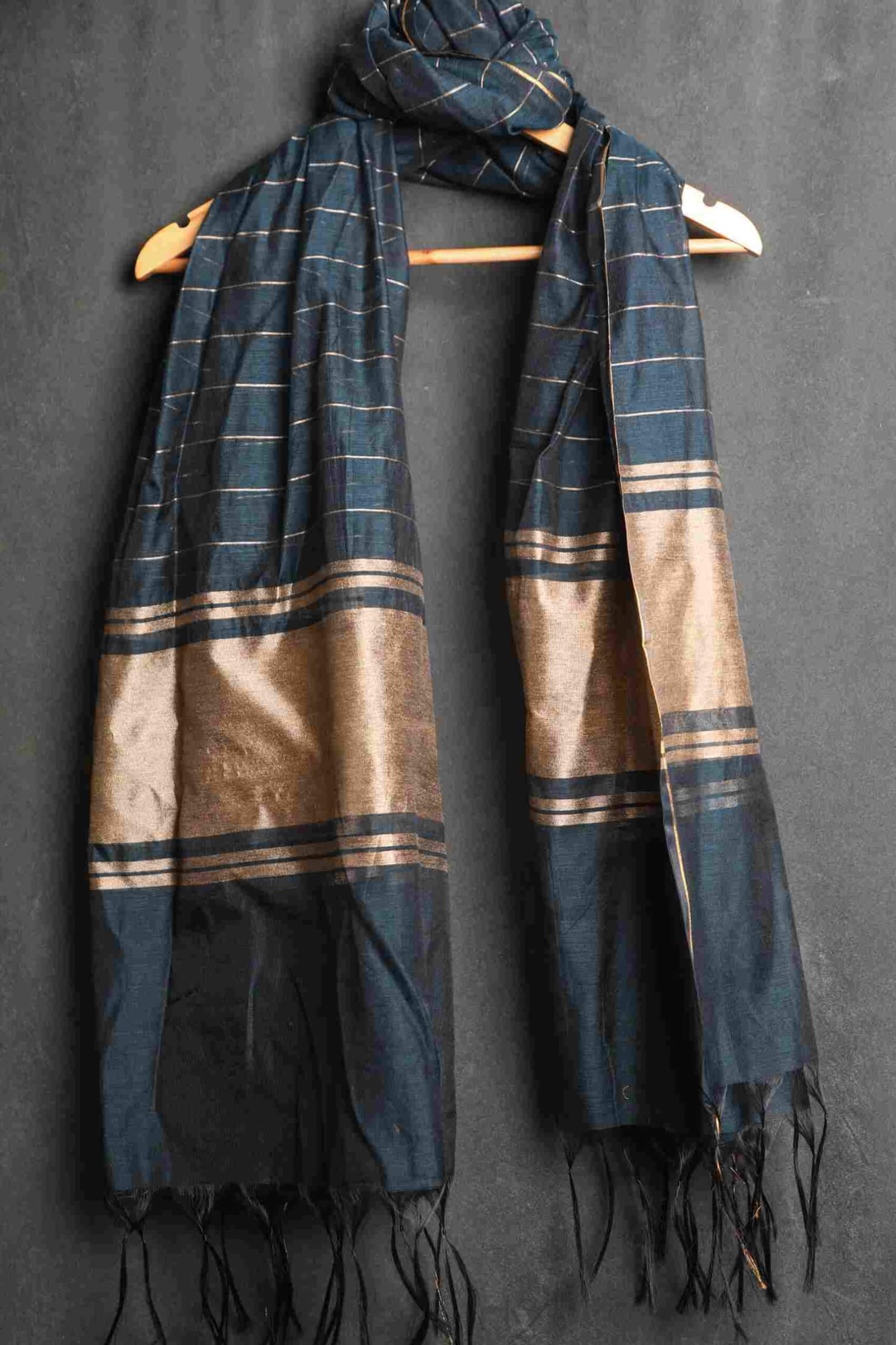 Khaddi Woven Dark Castleton Green Two Sided Border Dupatta