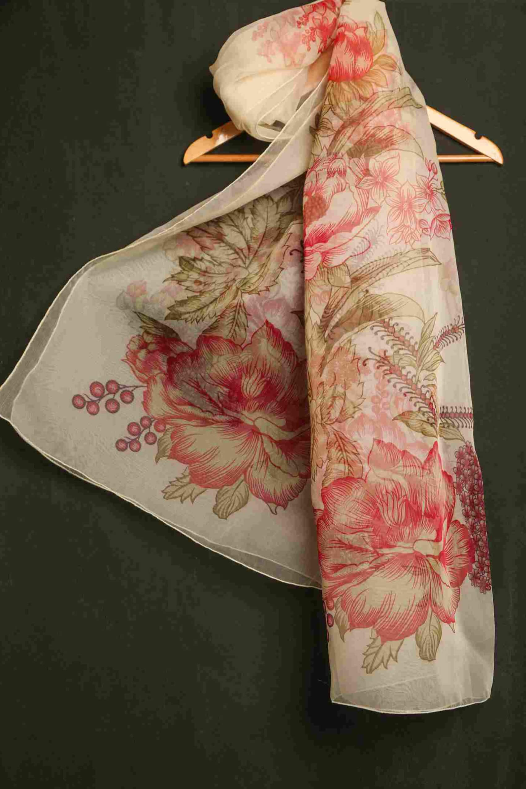 Organza Skin Floral Printed Dupatta