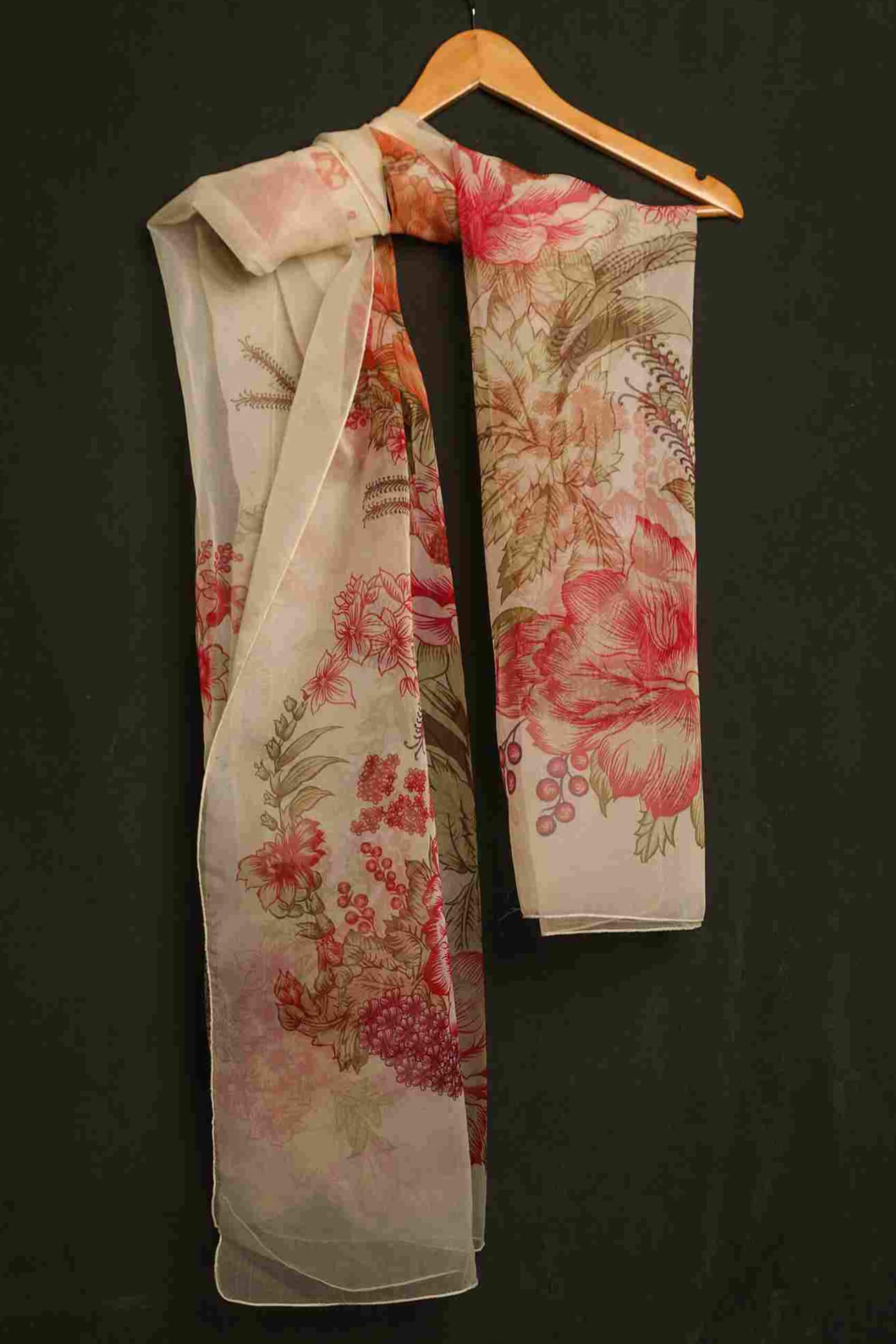 Organza Skin Floral Printed Dupatta