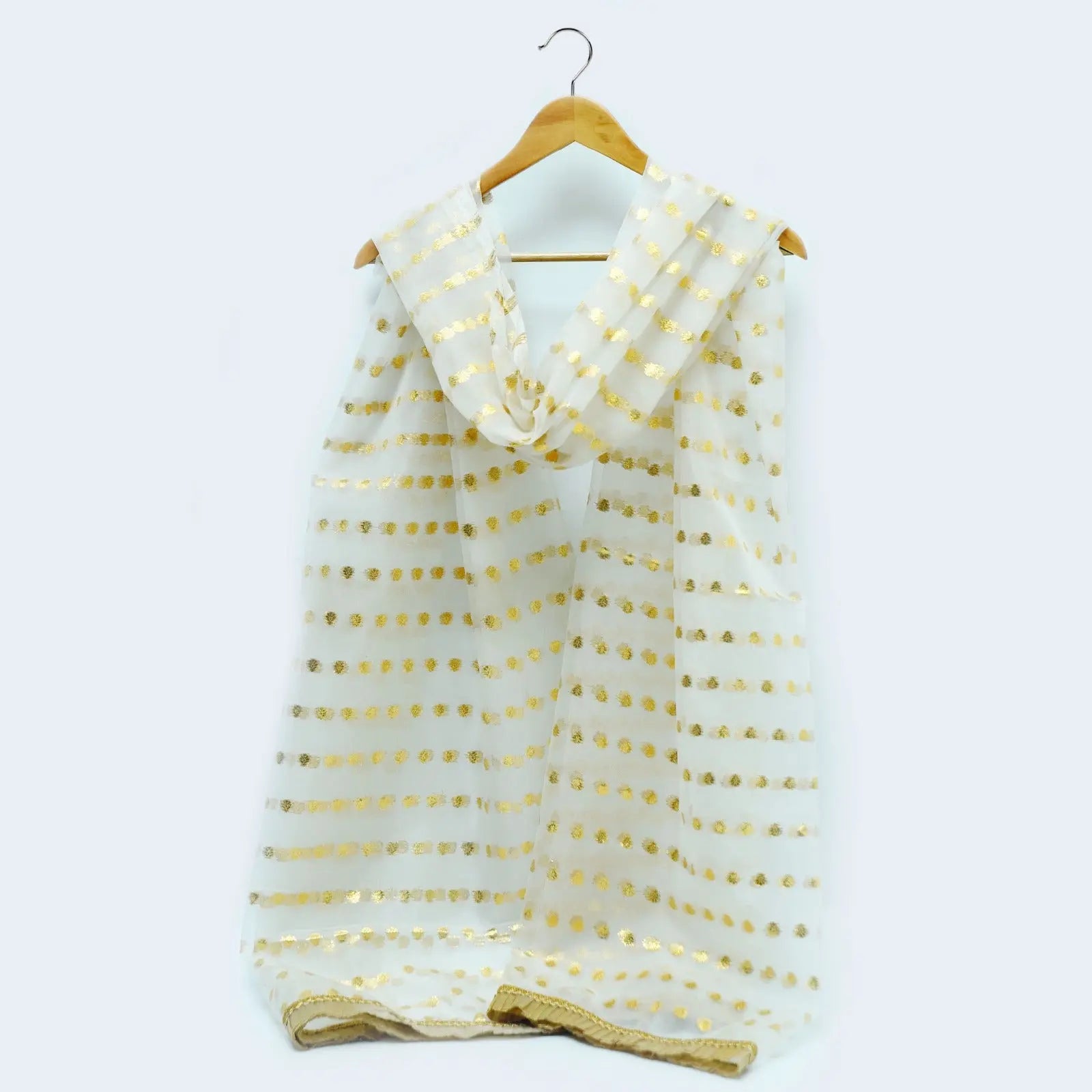 Nylon Organza Golden Bindi Dyeable Dupatta