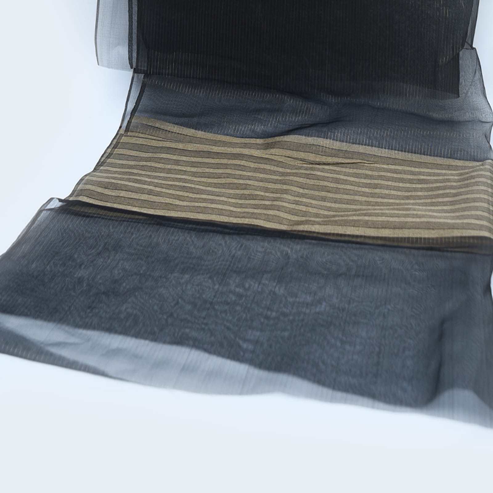 Organza Black Zari Line with Two Sided Border Dupatta