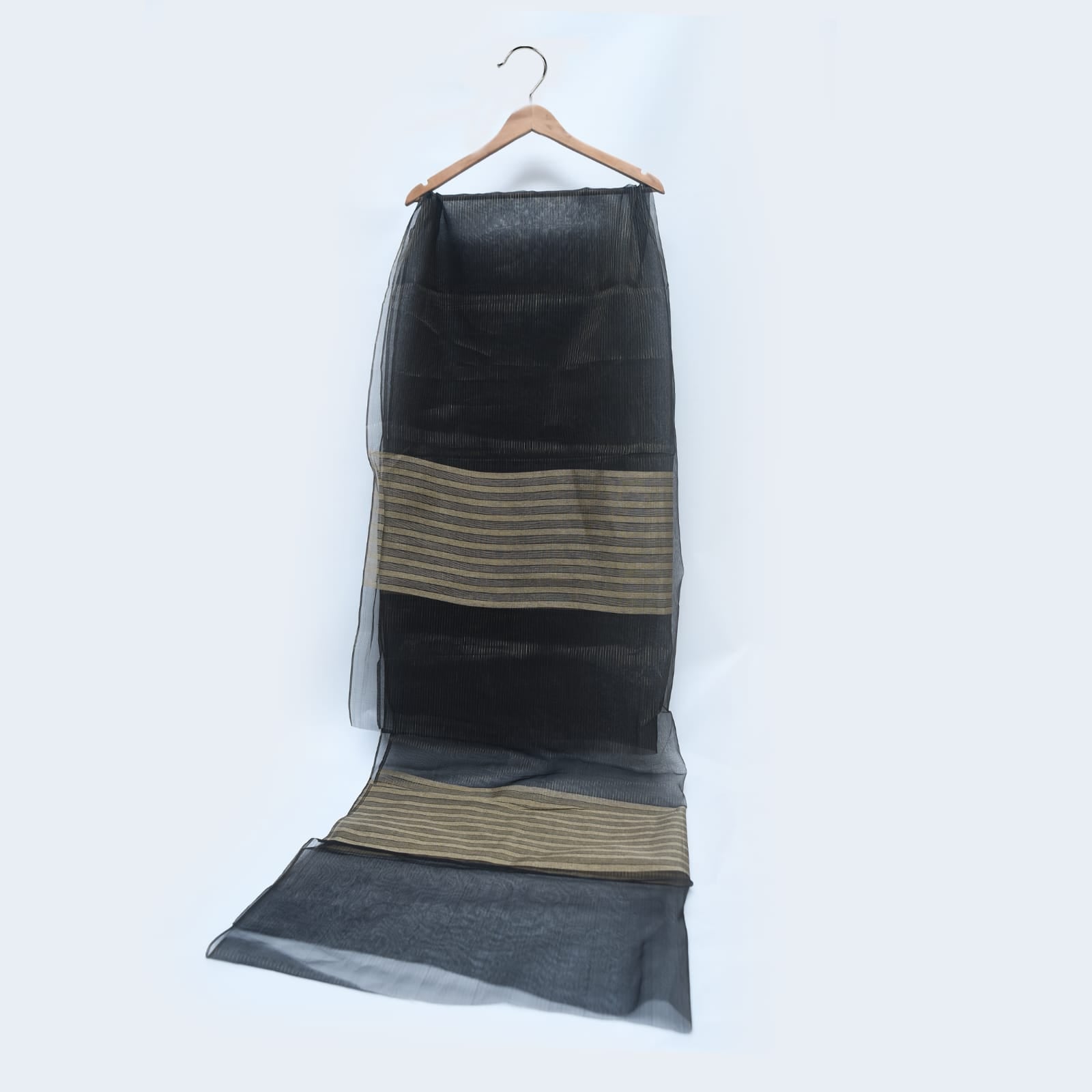 Organza Black Zari Line with Two Sided Border Dupatta
