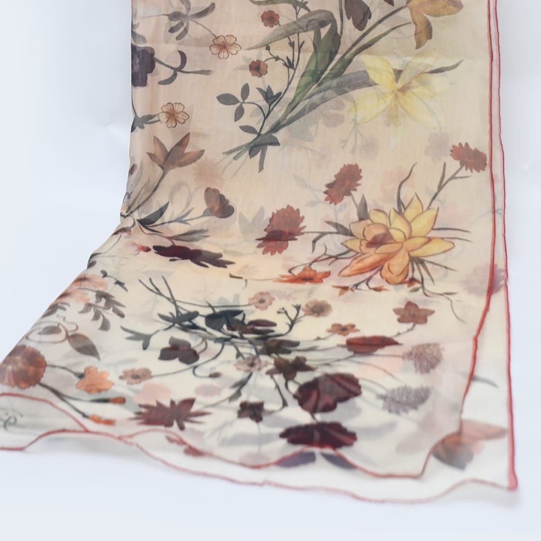 Organza Printed Floral Skin Dupatta.