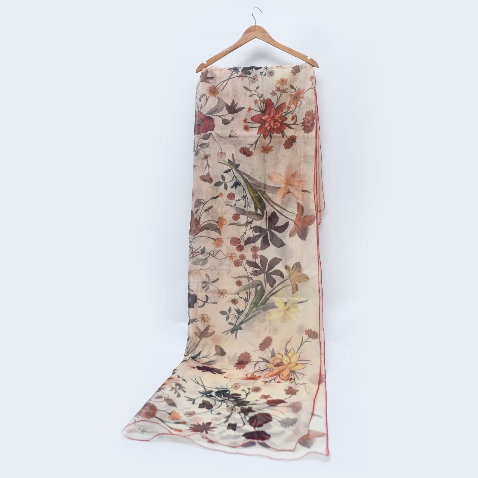 Organza Printed Floral Skin Dupatta.