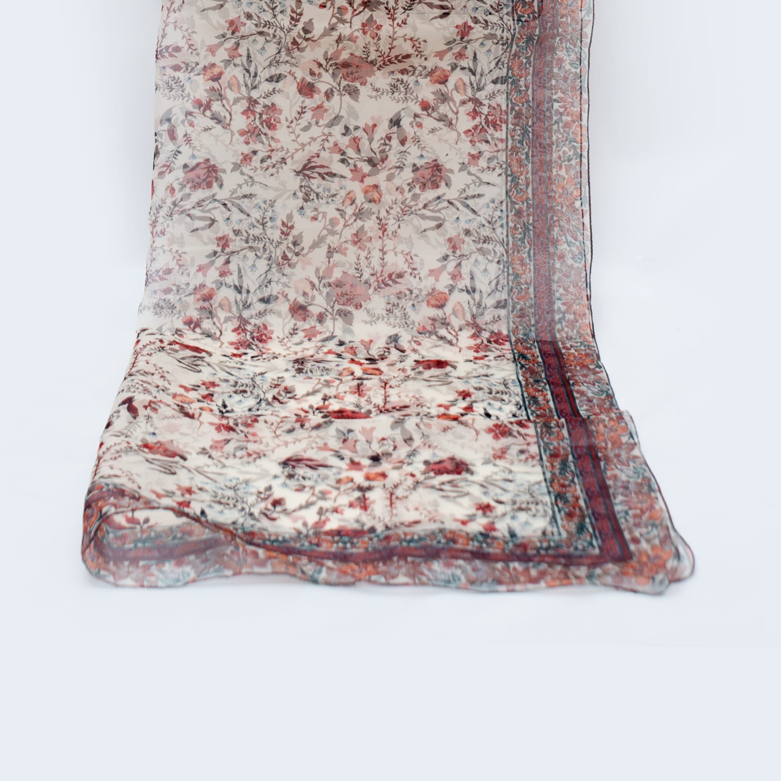 Organza Floral Pattern Printed Dupatta