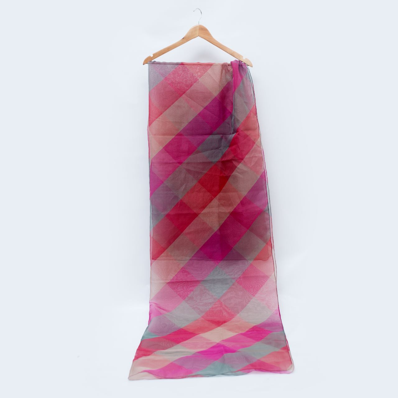 Organza Multi Cross Striped Printed Dupatta