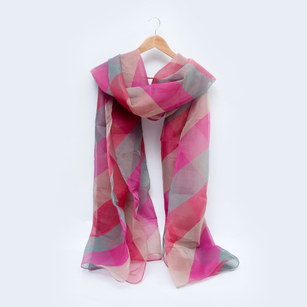 Organza Multi Cross Striped Printed Dupatta