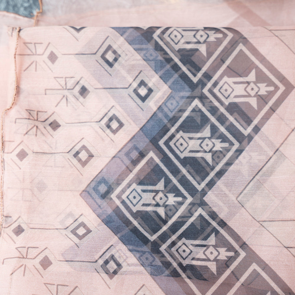 Graceful Beige Organza Dupatta with Elegant Grey Motifs DUPPATTY WALAY