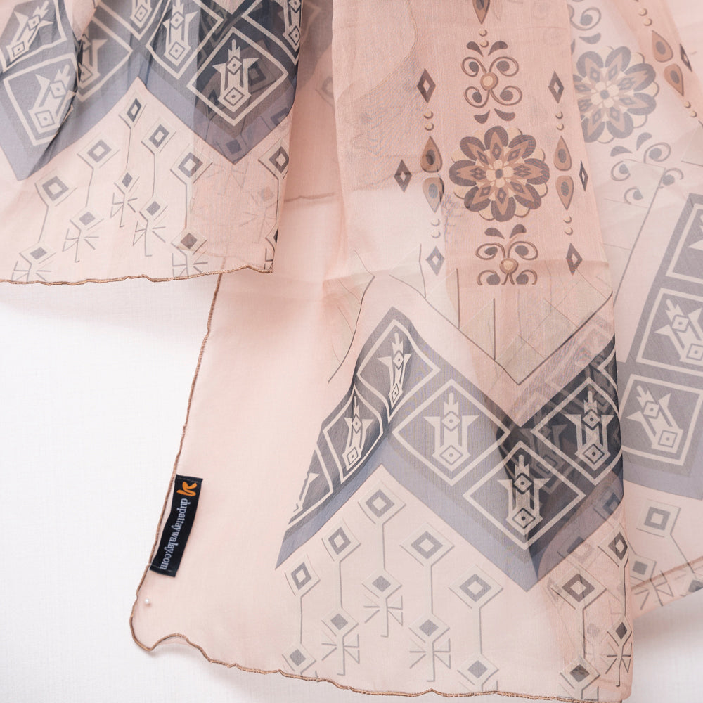 Graceful Beige Organza Dupatta with Elegant Grey Motifs DUPPATTY WALAY