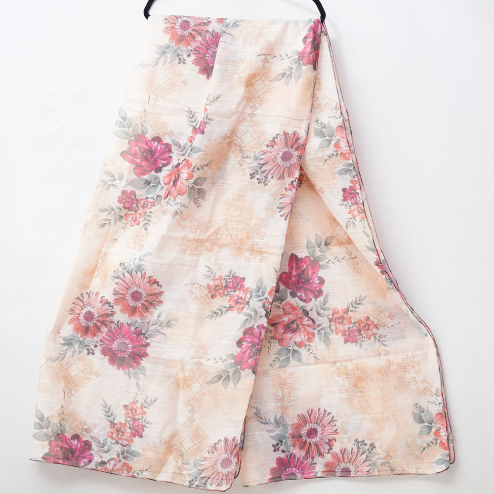 Peach Monark Dupatta with Floral Print DUPPATTY WALAY