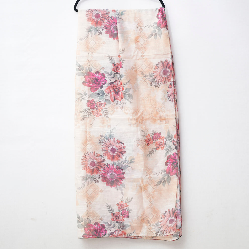 Peach Monark Dupatta with Floral Print DUPPATTY WALAY