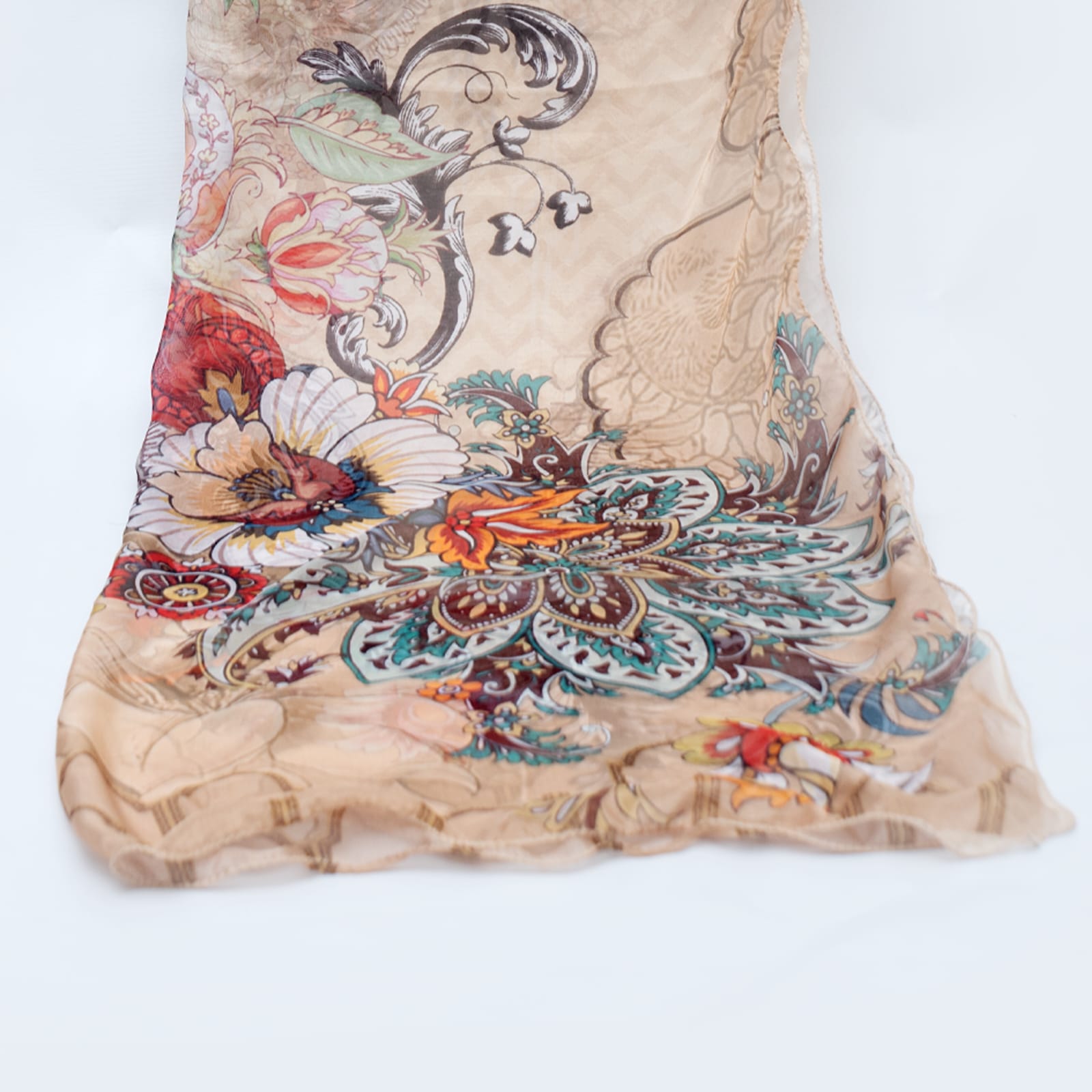 Silk Printed Floral Skin Dupatta