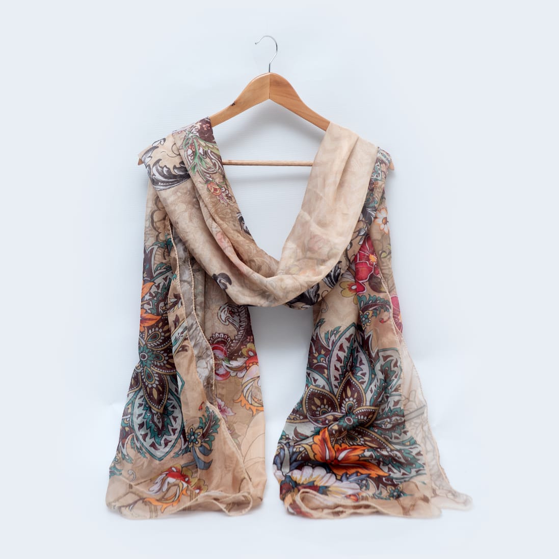 Silk Printed Floral Skin Dupatta