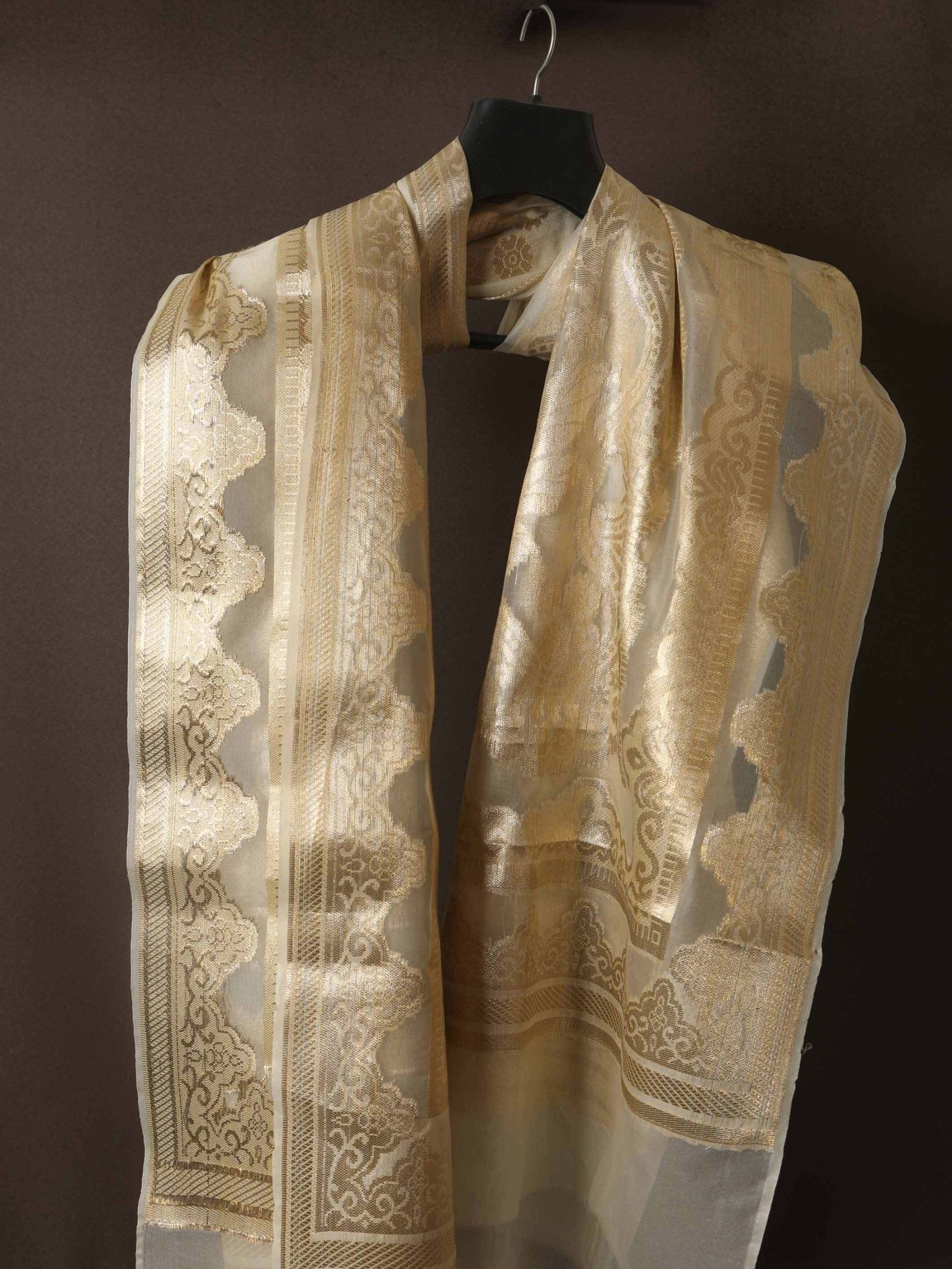 Banarsi Golden Nylon Organza Shawl