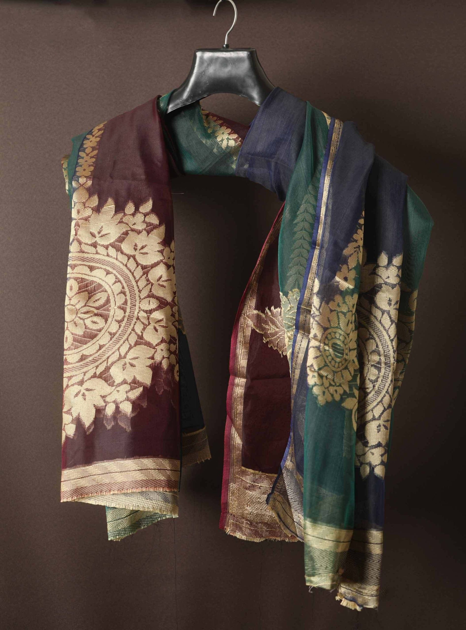 Banarsi Multi Color Organza Floral Shawl