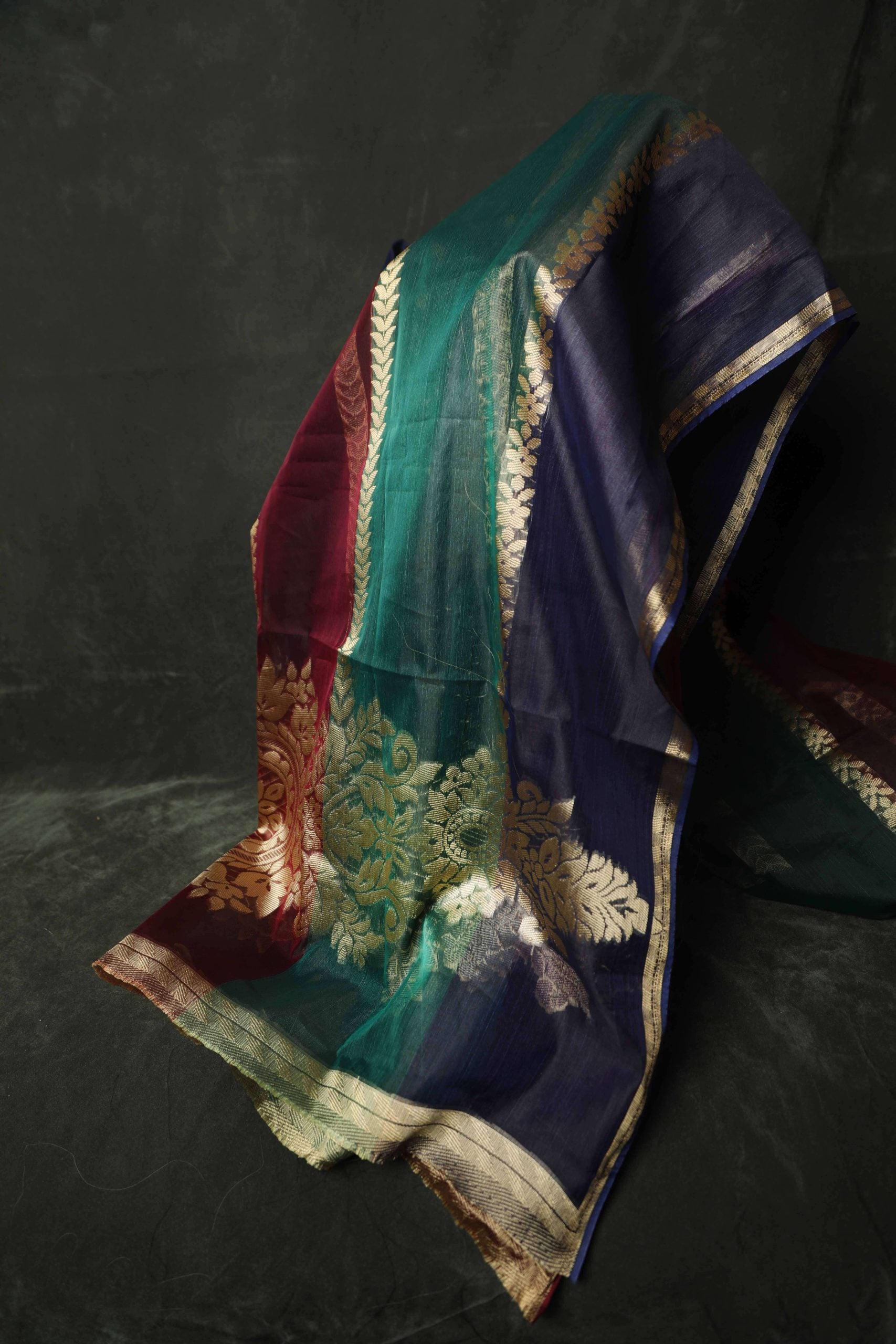 Banarsi Multi Color Organza Floral Shawl
