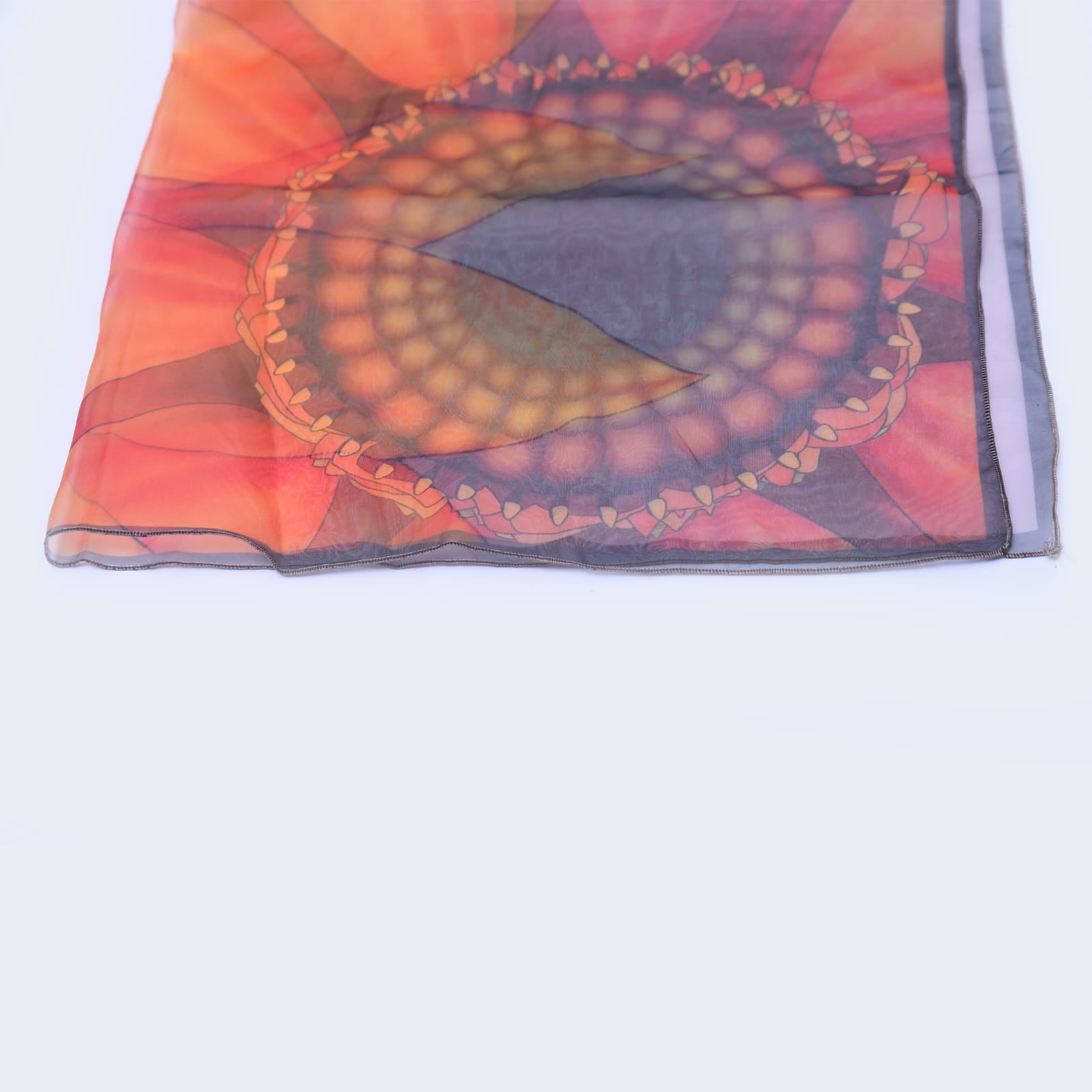 Organza Gray Sunflower Printed Dupatta