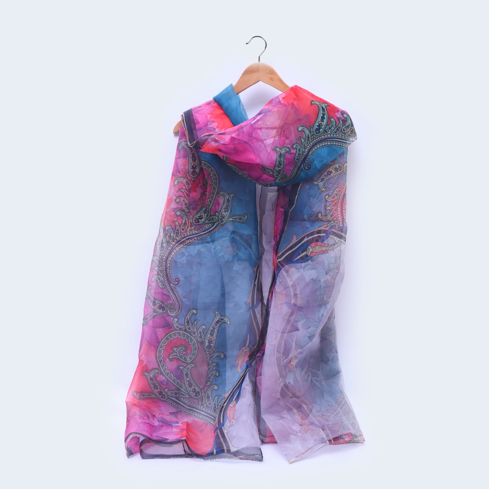 Organza Multi Damask Pattern Printed Dupatta