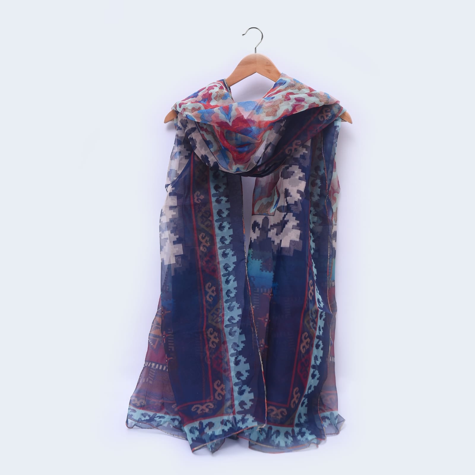 Organza Multi Abstract Art Printed Dupatta