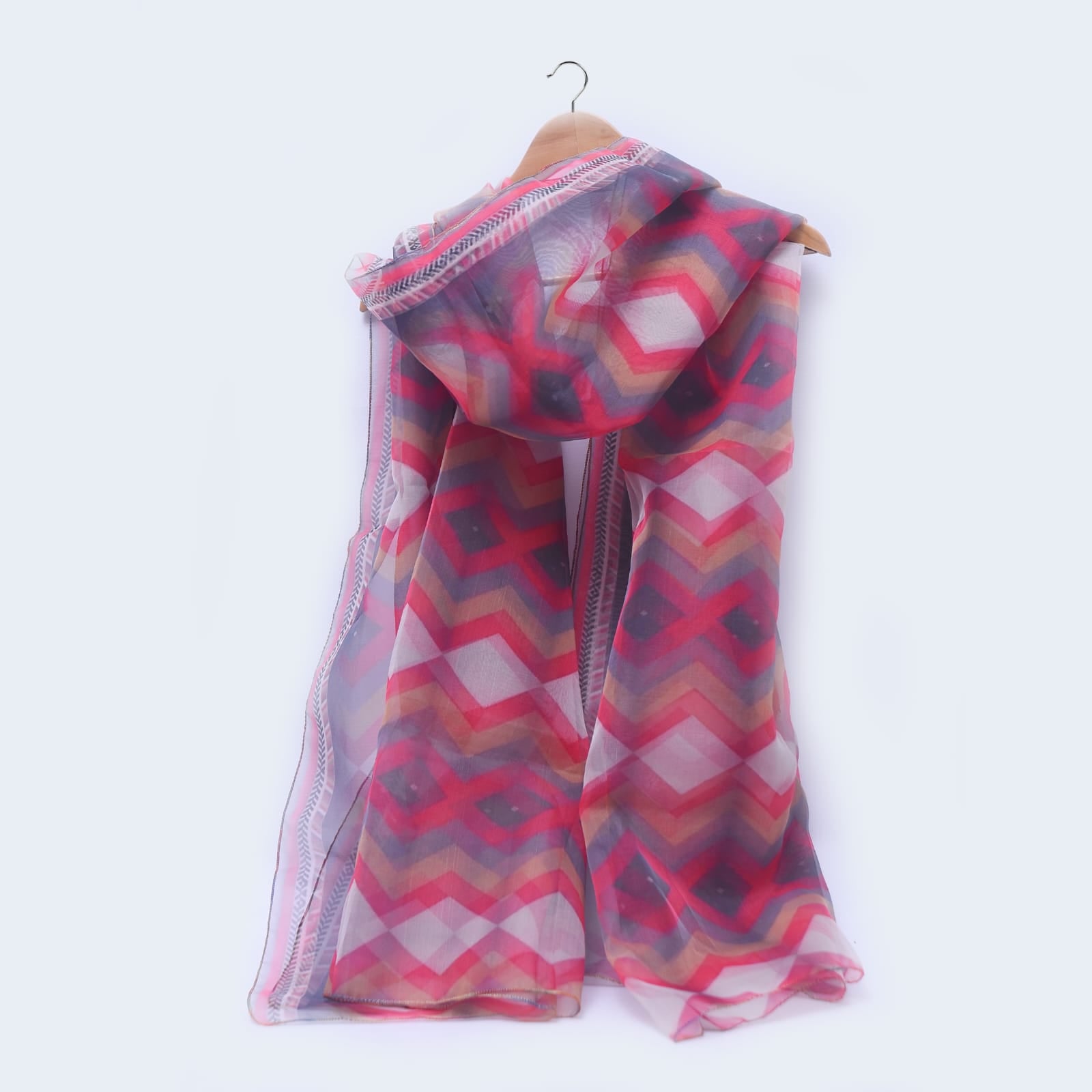 Organza Multi Diamond Pattern Printed Dupatta