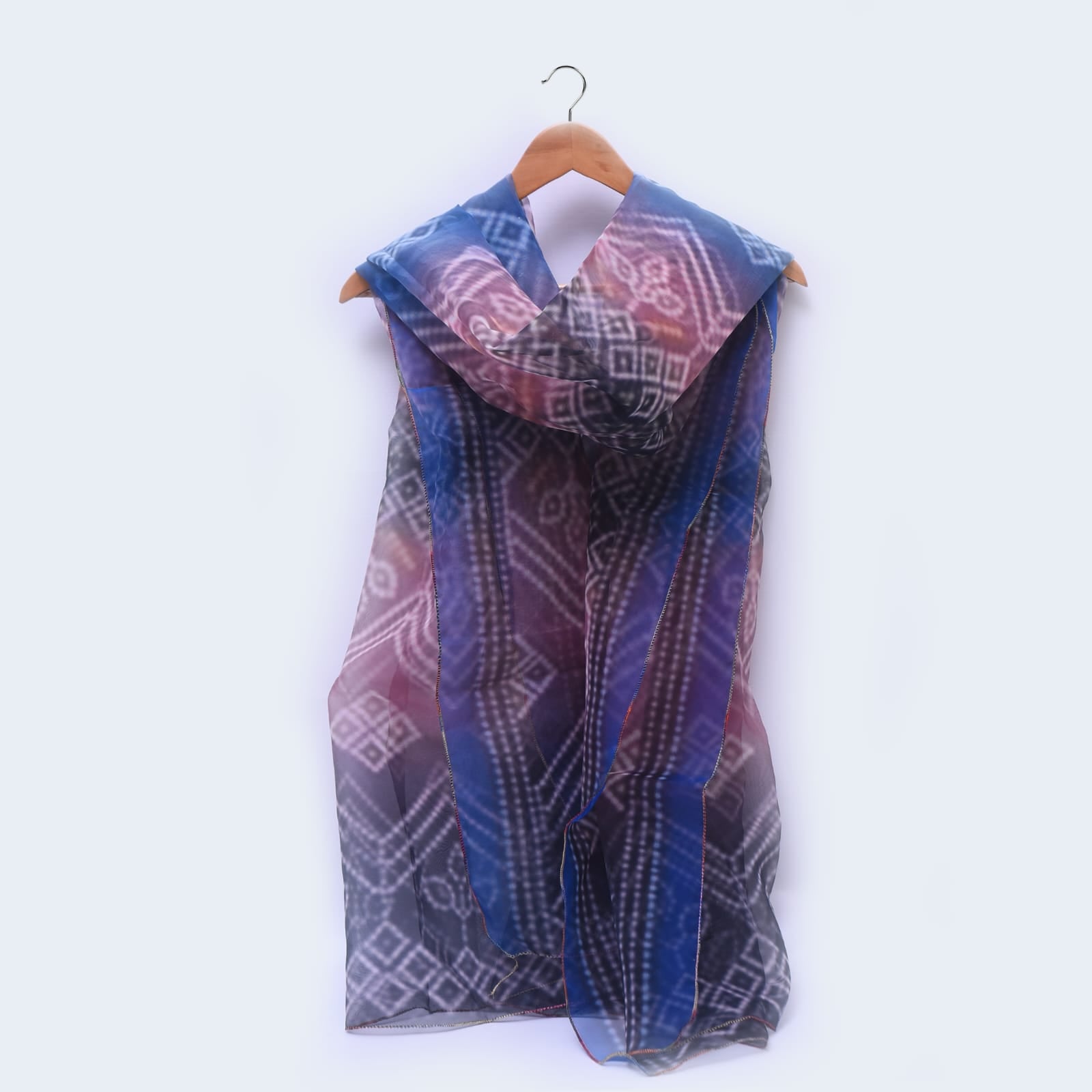Organza Multi Chevron Floral Printed Dupatta