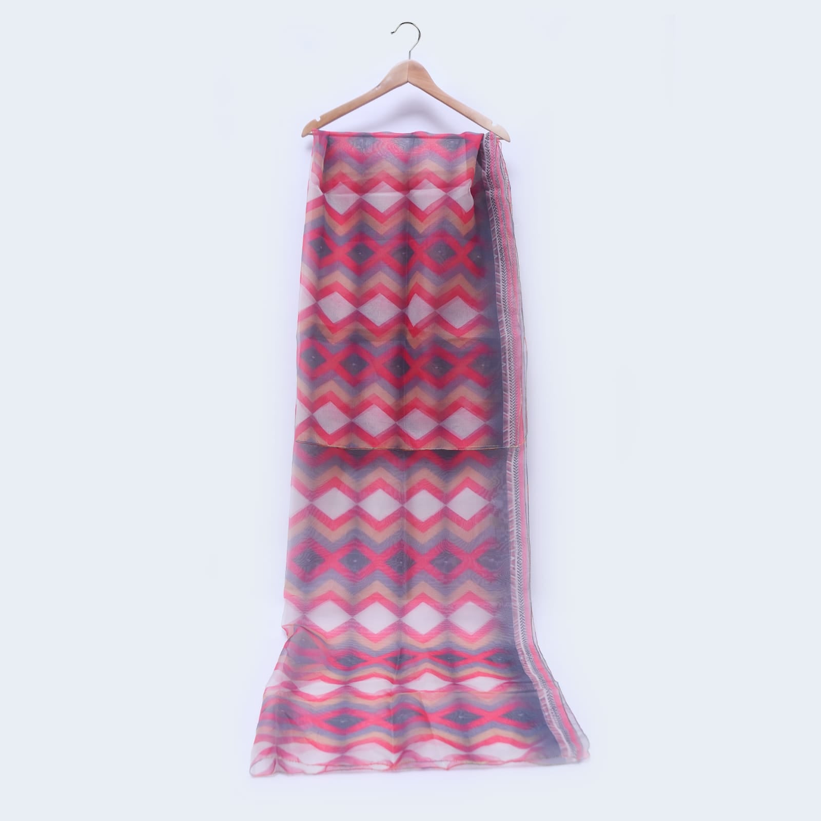 Organza Multi Diamond Pattern Printed Dupatta