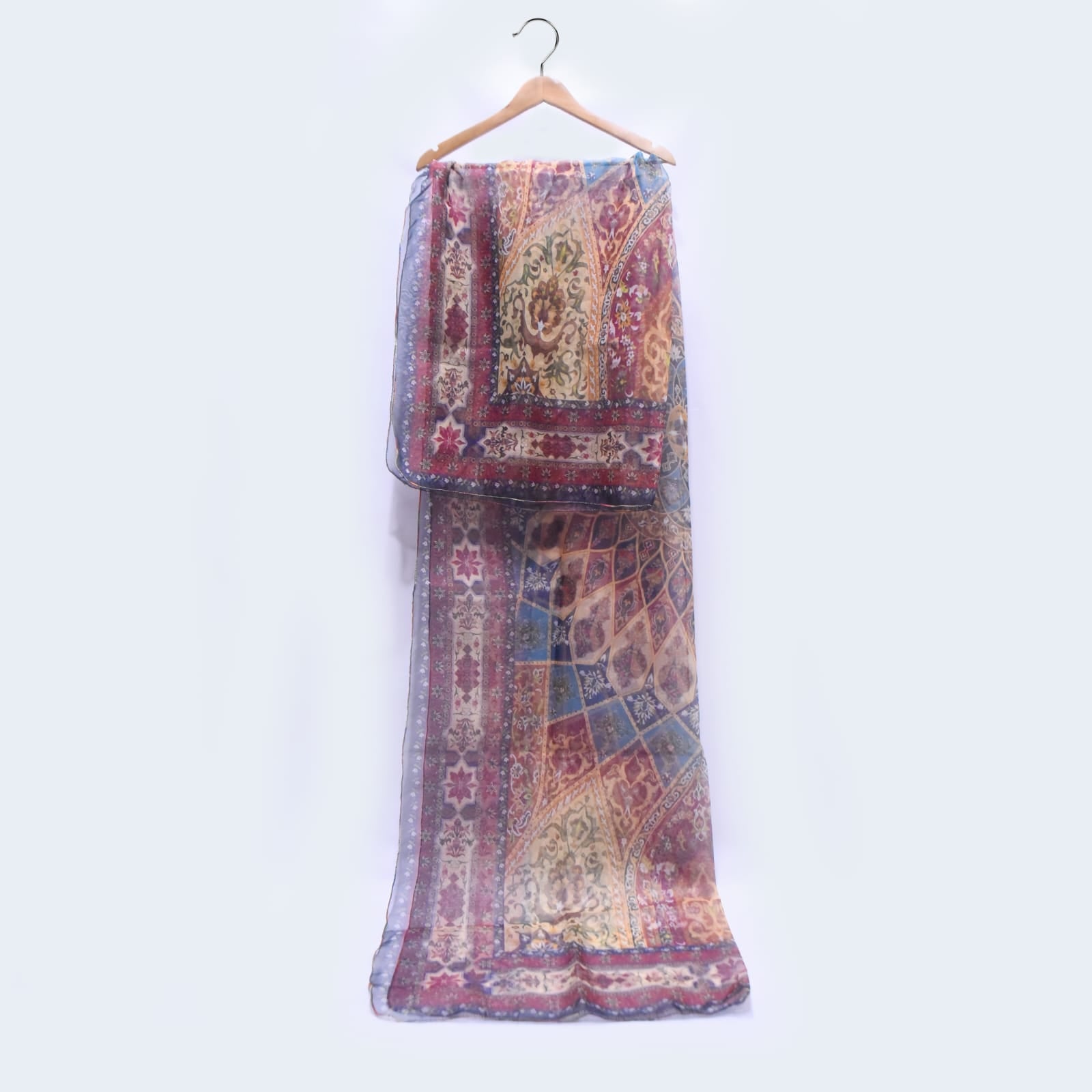 Organza Multi Decorative Ornamental Floral Printed Dupatta
