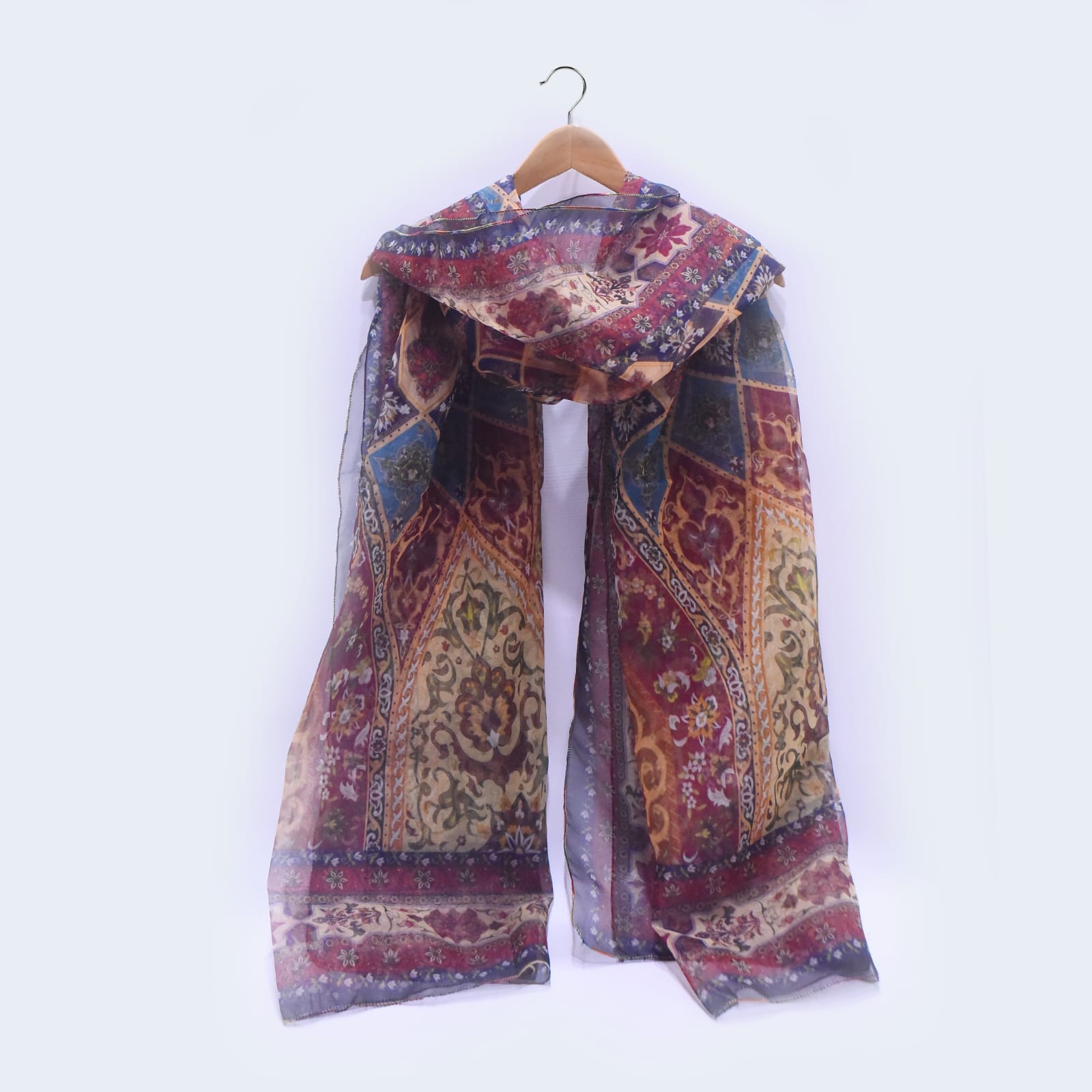 Organza Multi Decorative Ornamental Floral Printed Dupatta