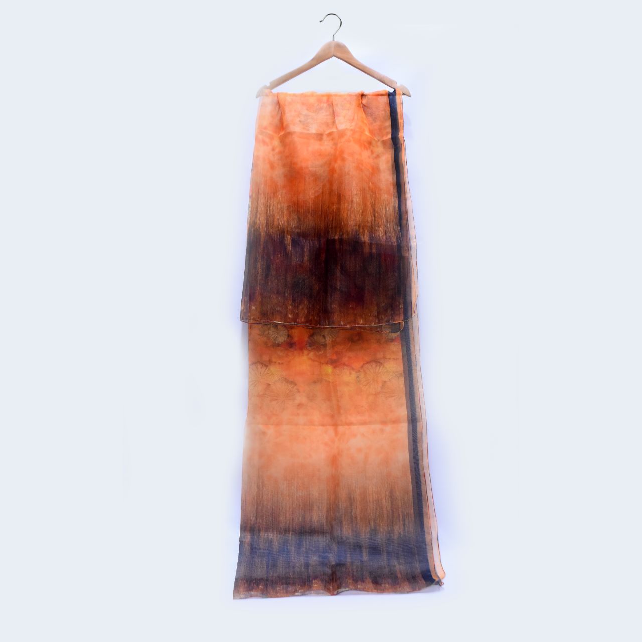 Organza Sunset Orange Printed Dupatta