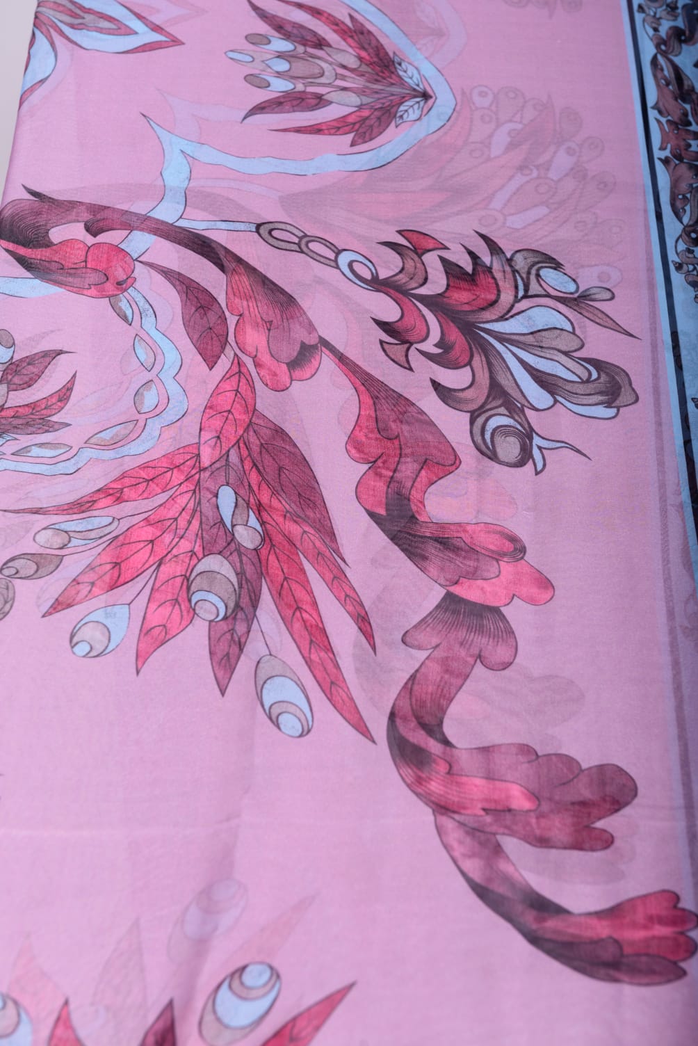 Silk Floral T-Pink Printed Dupatta
