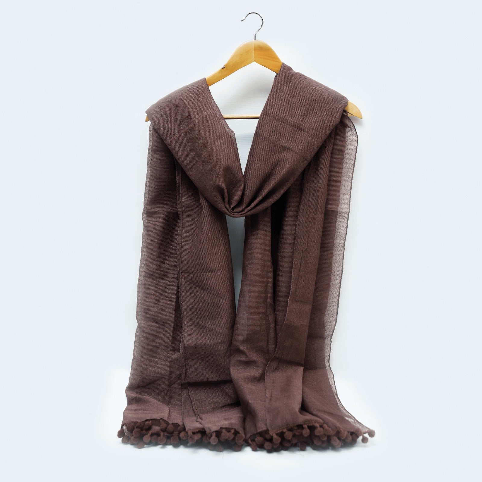 Khaddi Woven Two Sided Lace Coffee Brown Dupatta