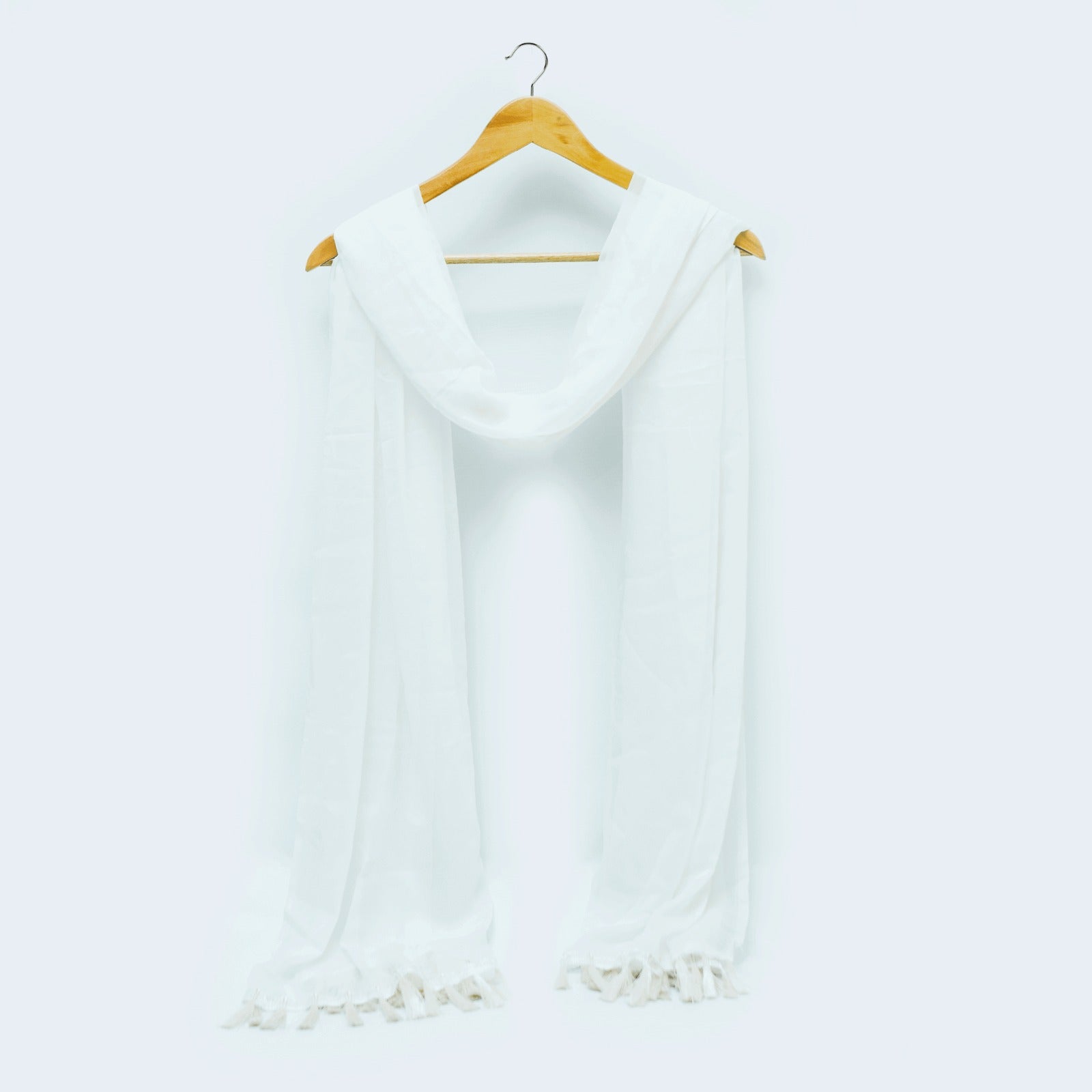 White Chiffon Dupatta With Two Sided Lace