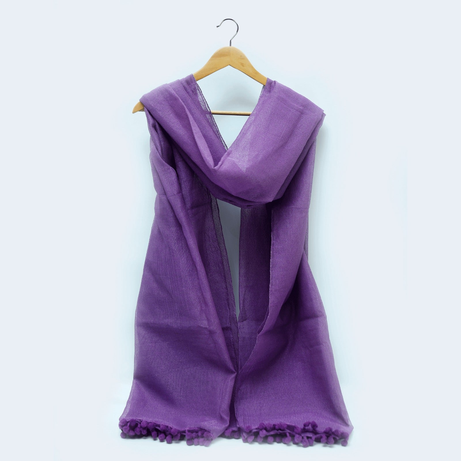 Khaddi Woven Two Sided Lace Purple Dupatta